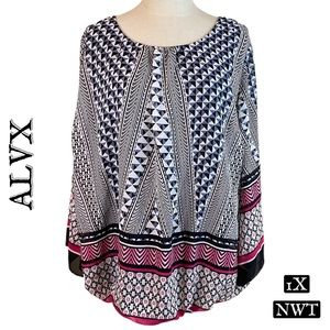 Alvx Geometric Print Oversized Top 1X NWT